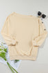 Beige Buttoned Sleeve Dropped Shoulder Sweatshirt