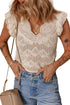 Beige Embroidered Patchwork Hollow Out Knitted Ruffle Sweater Vest