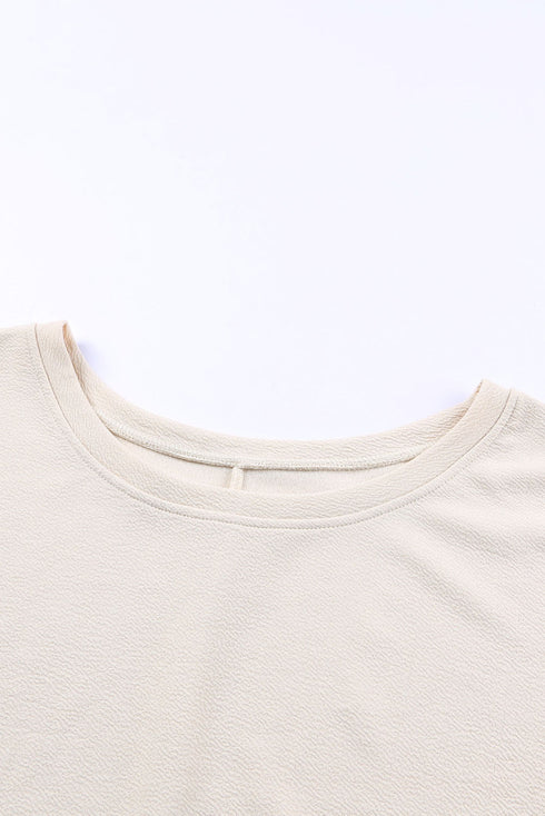 Beige Leopard Bell Sleeve Patchwork Plus Size Top