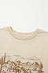 Beige LIVE YOUR BEST LIFE Crew Neck Western Graphic Tee