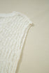 Beige Notched V Neck Short Sleeve Sweater