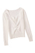 Beige Ruched Sweetheart Neckline Rib Knit Sweater