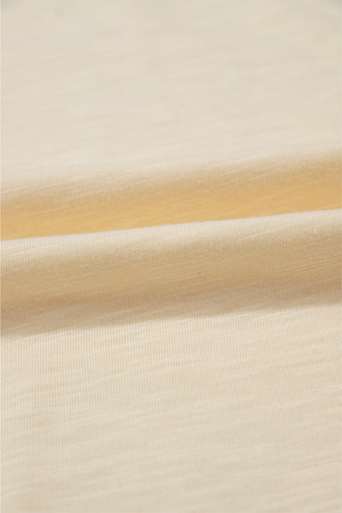 Beige Solid Color Tank Top and Smocked Waist Pants Set