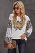 Beige St. Patrick'S Day Leopard Clover Print Long Sleeve Top