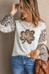 Beige St. Patrick'S Day Leopard Clover Print Long Sleeve Top