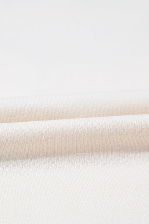 Beige Star Shape Studded Crew Neck Plus Size Long Sleeve Top