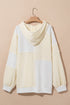 Beige Textured Patchwork Exposed Seam Plus Size Hoodie