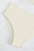 Beige Textured Ruffled Square Neck High Waist Swimsuit