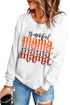 Beige Thankful Mama Graphic Print Long Sleeve Sweatshirt