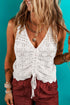 Beige Trendy Hollowed Knit V Neck Drawstring Sweater Vest
