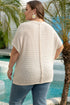 Beige Waffle Exposed Seam Detail Plus Size Short Sleeve Top