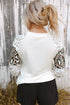 Beige Wonderful Christmas Season Leopard Graphic Long Sleeve Top