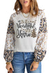 Beige Wonderful Christmas Season Leopard Graphic Long Sleeve Top