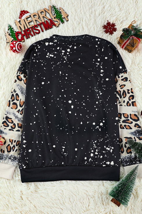 Believe Graphic Bleach Effect Crew Neck Pullover Sweatshirt