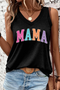 Beloved Mama Graphic Print V Neck Casual Loose Tank Top