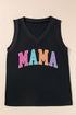 Beloved Mama Graphic Print V Neck Casual Loose Tank Top