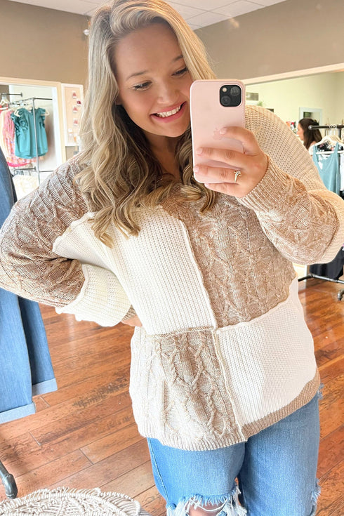 V Neck Seam Detail Loose Long Sleeve Tunic Sweater