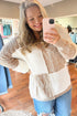V Neck Seam Detail Loose Long Sleeve Tunic Sweater