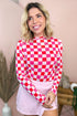 Plaid Checkered Sheer Mesh Long Sleeve Layering Top