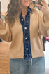 Placket Panel Drop Shoulder Shirt Collar Long Sleeve Cardigan