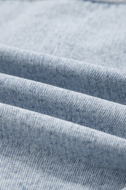 Scalloped Trim Patch Pocket Button Front Denim Vest