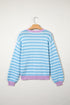 Striped Long Sleeve Round Neck Open Front Cardigan