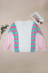 Striped V Neck Shift Long Sleeve Top