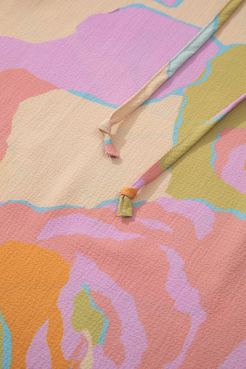 Abstract Print Hooded Long Sleeve Shift Dress