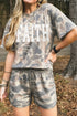Faith Letter Print Relaxed Tee Camouflage Two Piece Short Set