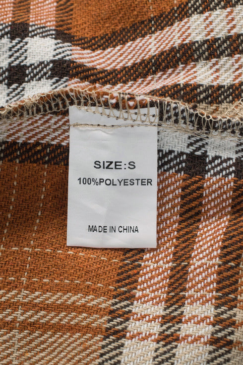 Textured Western Patchwork Corduroy Pocket Plaid Shacket