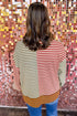 Striped V Neck Oversized Long Sleeve Top