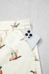 Wild Duck Mallard Print Drawstring Stretch Denim Shorts