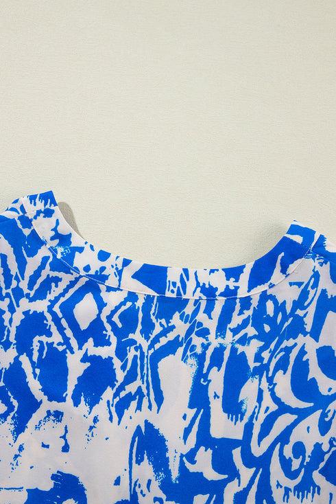 Exclusive Floral Print V Neck Ruffle Sleeve A Line Dress