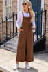 Bib Front Corduroy Wide Leg Overall Jumpsuit