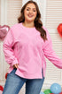 Big Bow Lace Embroidered Dolman Sleeve Slit Sweatshirt