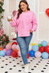 Big Bow Lace Embroidered Dolman Sleeve Slit Sweatshirt