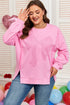 Big Bow Lace Embroidered Dolman Sleeve Slit Sweatshirt
