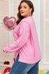 Big Bow Lace Embroidered Dolman Sleeve Slit Sweatshirt