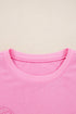 Big Bow Lace Embroidered Dolman Sleeve Slit Sweatshirt