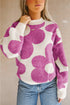 Big Flower Pattern Drop Shoulder Sweater