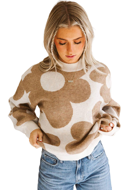 Big Flower Pattern Drop Shoulder Sweater