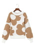Big Flower Pattern Drop Shoulder Sweater