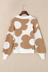 Big Flower Pattern Drop Shoulder Sweater
