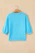 Big Ribbon Bow Print Drop Shoulder Short Sleeve Sweater