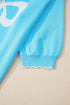 Big Ribbon Bow Print Drop Shoulder Short Sleeve Sweater