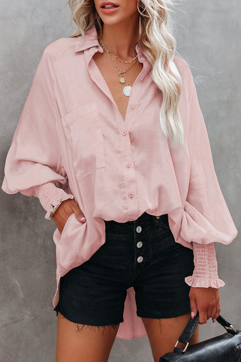 Billowy Sleeves Pocketed Shirt