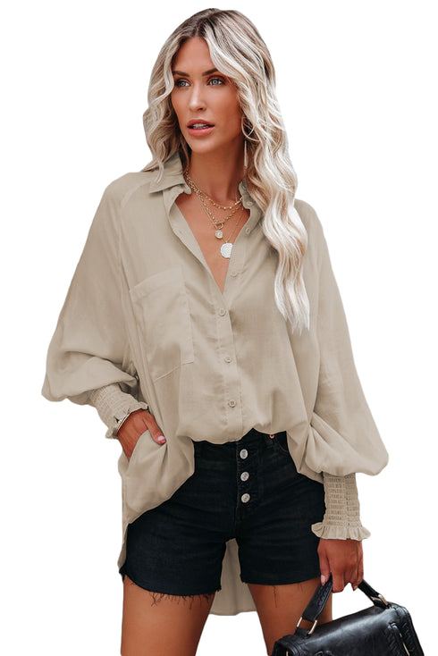 Billowy Sleeves Pocketed Shirt