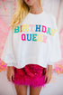 Birthday Queen Varsity Letter Patch Crew Neck Sweatshirt
