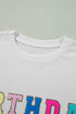 Birthday Queen Varsity Letter Patch Crew Neck Sweatshirt