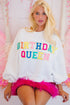 Birthday Queen Varsity Letter Patch Crew Neck Sweatshirt